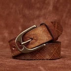 Brown men's belt, diamond pattern