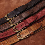 Dark brown men's belt, diamond pattern
