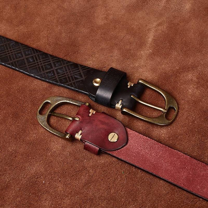 Dark brown men's belt, full length