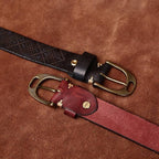 Dark brown men's belt, full length