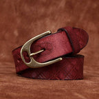 Red men's belt, diamond pattern