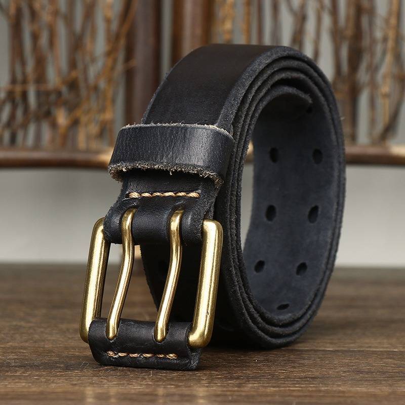 Black men's double-prong belt