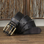 Black men's belt, leather grain