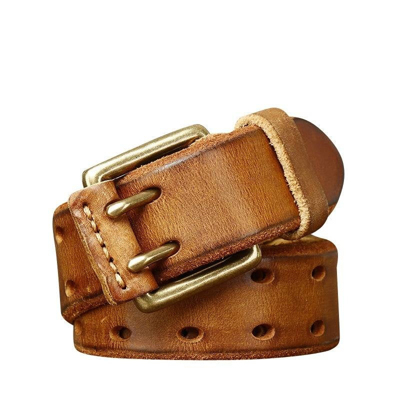 Brown men's double-prong belt