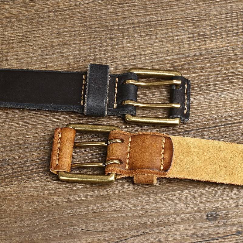 Brown men's belt, leather grain
