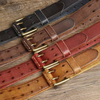 Brown men's belt, coiled view
