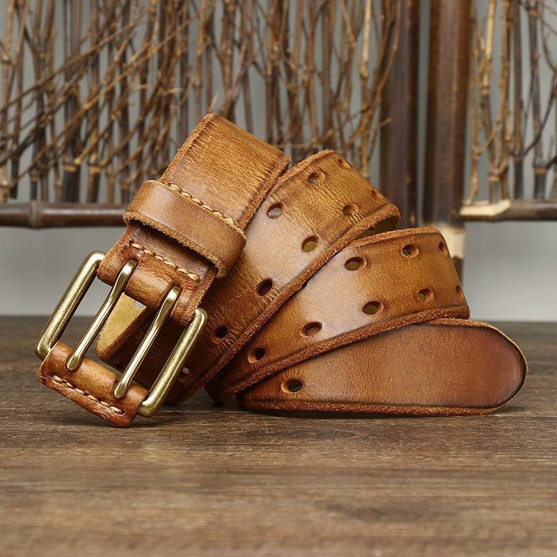 Brown men's belt, another angle