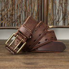 Dark brown men's belt, full length