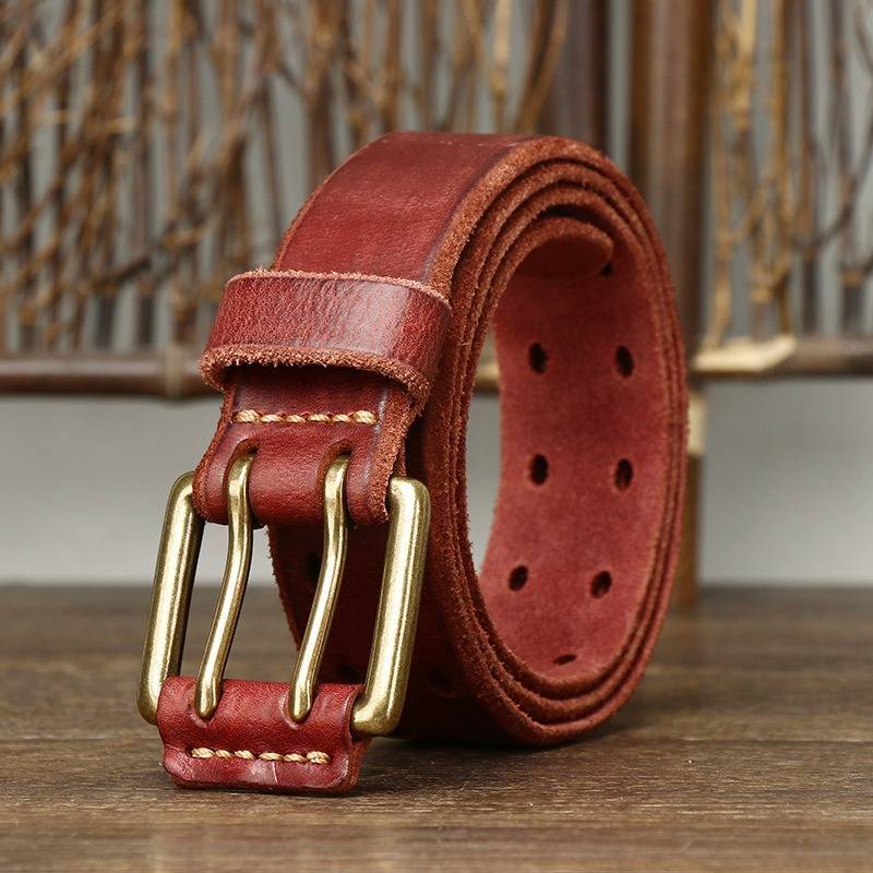 Red men's double-prong belt