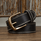 Black men's double-stitched belt