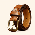 Brown men's double-stitched belt