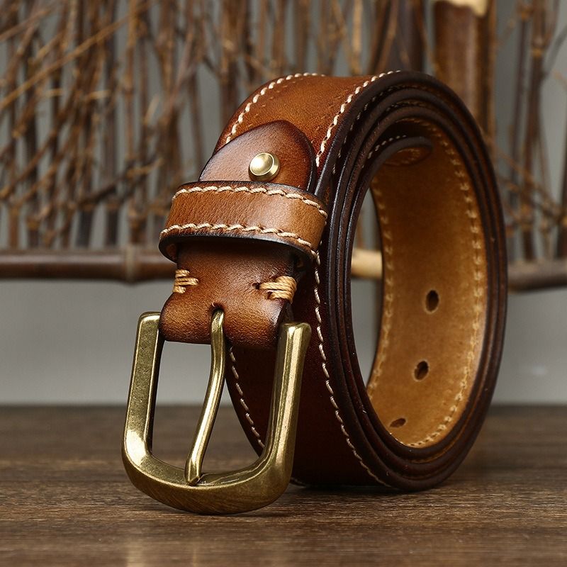 Brown men's belt, full length