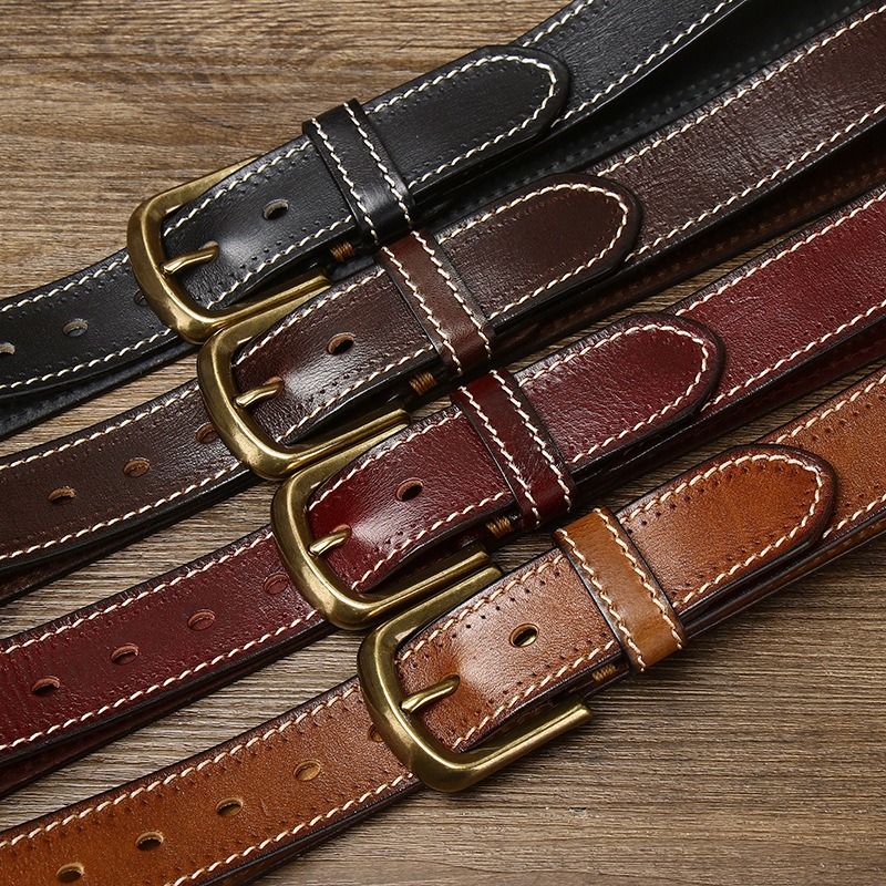 Brown men's belt, side view