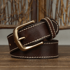 Dark brown men's double-stitched belt