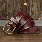 Red men's belt, leather grain