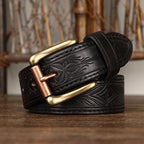 Black men's belt, buckle detail