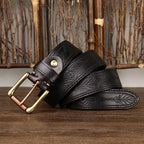 Black men's belt, embossed detail