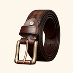 Dark brown men's reversible embossed belt
