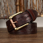 Dark brown men's belt, reverse side