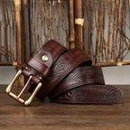 Dark brown men's belt, full length