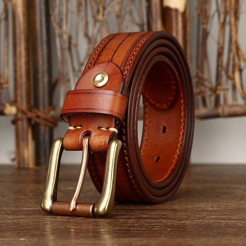 Red men's belt, reverse side