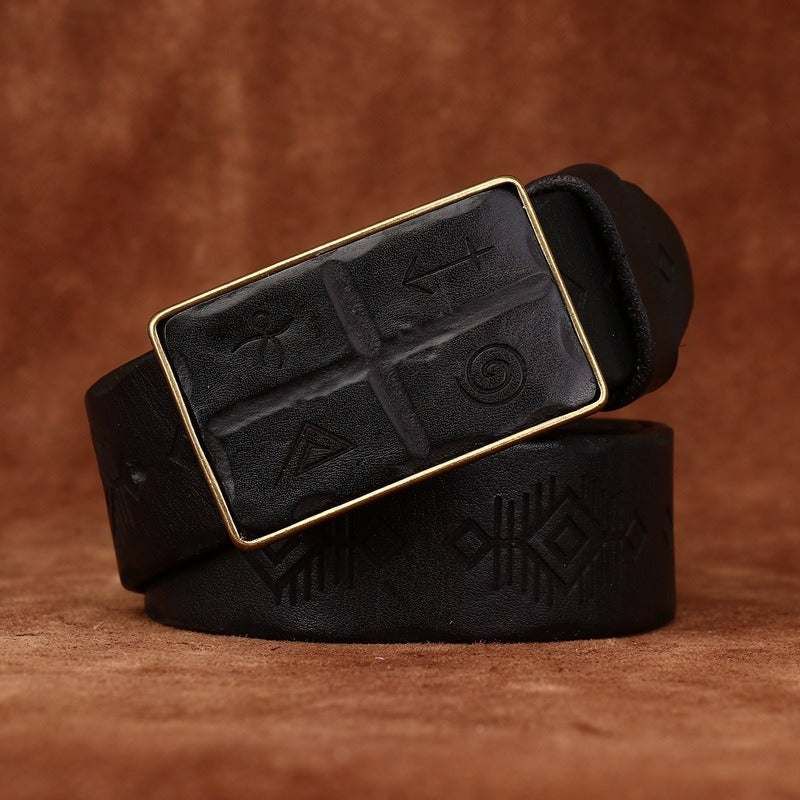 Black men's belt, side view