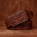 Brown men's belt, side view