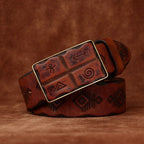 Brown men's belt, side view