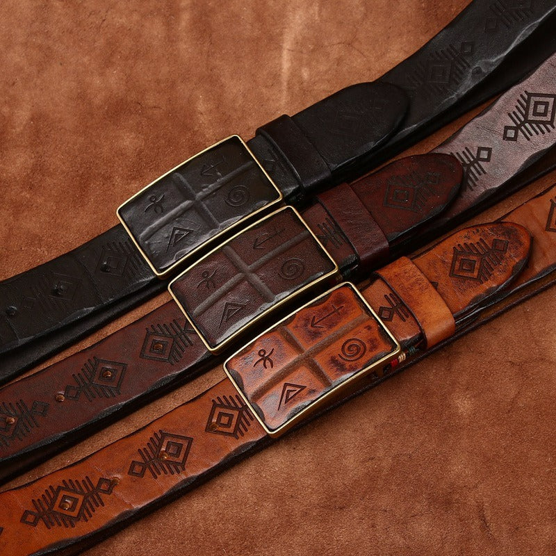 Brown men's belt, full length
