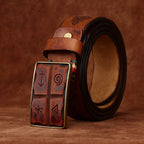 Brown men's belt, flat lay