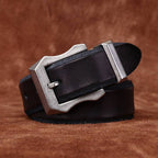 Black men's belt, side view