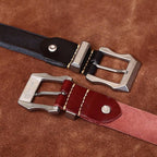 Red men's belt, side view