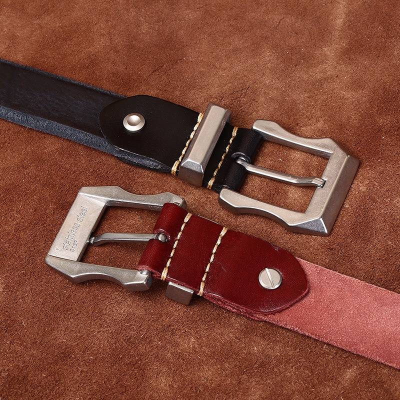 Red men's belt, side view