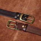 Men's handmade minimalist belt, side view