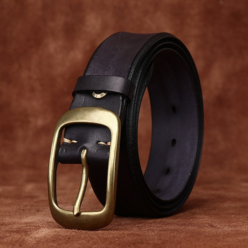 Black handmade minimalist men's leather belt
