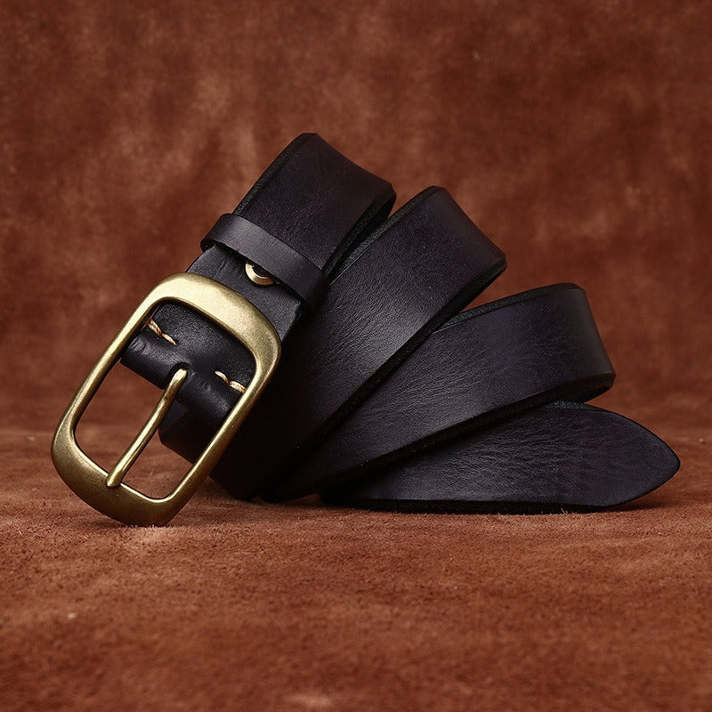 Black men's leather belt detail view 2