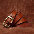 Brown handmade minimalist men's leather belt