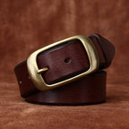 Dark brown men's leather belt detail view 2