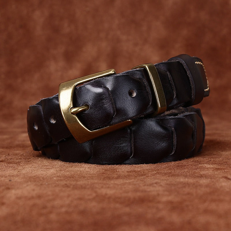 Black men's slim vintage belt