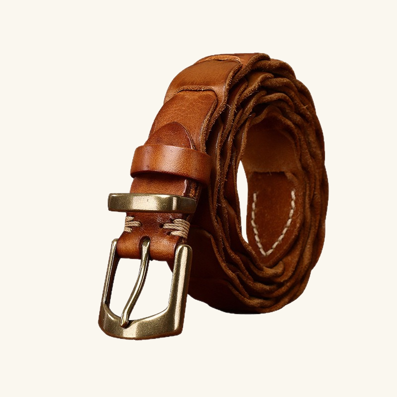 Brown men's slim vintage belt