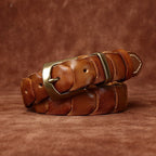 Brown men's belt, side view