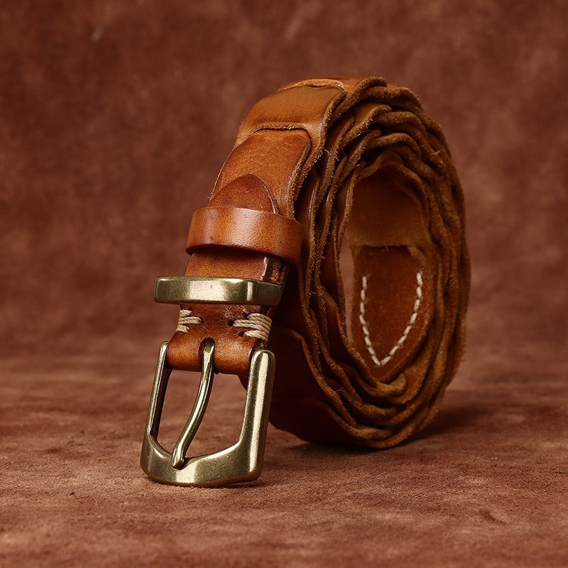 Brown men's belt, full length