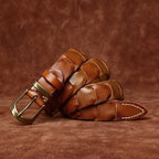 Brown men's belt, leather grain