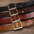 Black men's belt, flat lay