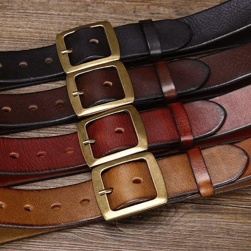 Black men's belt, flat lay