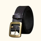 Black men's square buckle belt