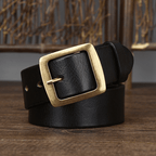 Black men's belt, side view