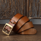 Brown men's belt, side view