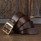 Dark brown men's belt, side view