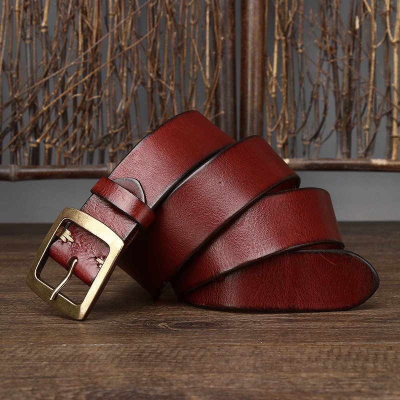 Red men's belt, side view